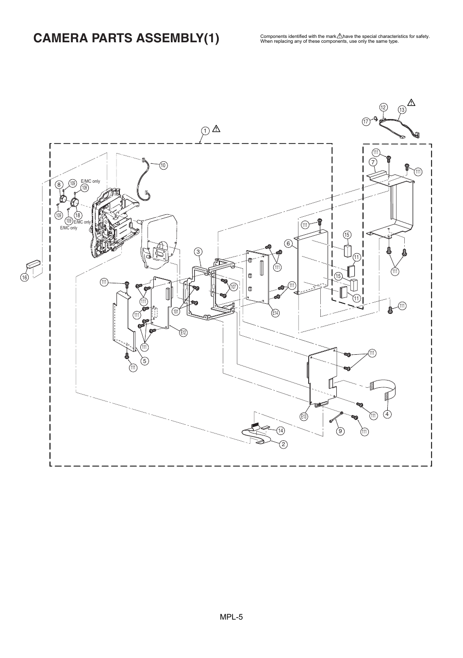 Camera parts assembly(1), Mpl-5 | Panasonic AJ-HPX2000P User Manual | Page 6 / 25