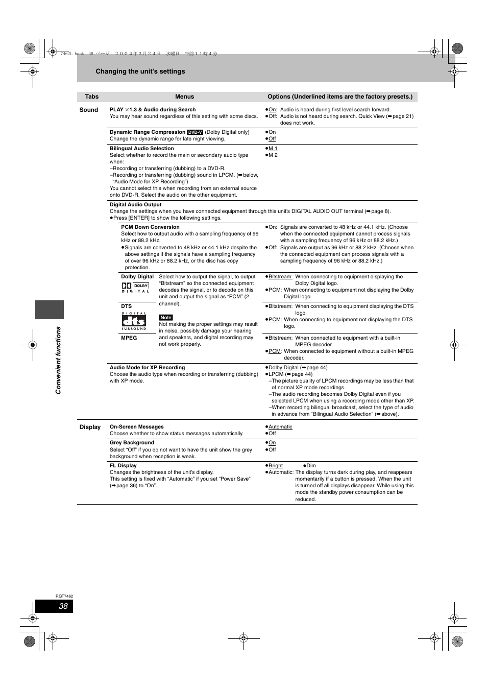 Panasonic DMR-E85H User Manual | Page 38 / 52