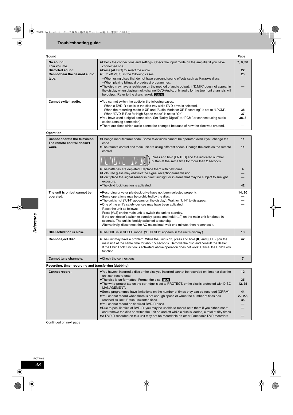 Panasonic DMR-E85H User Manual | Page 48 / 52