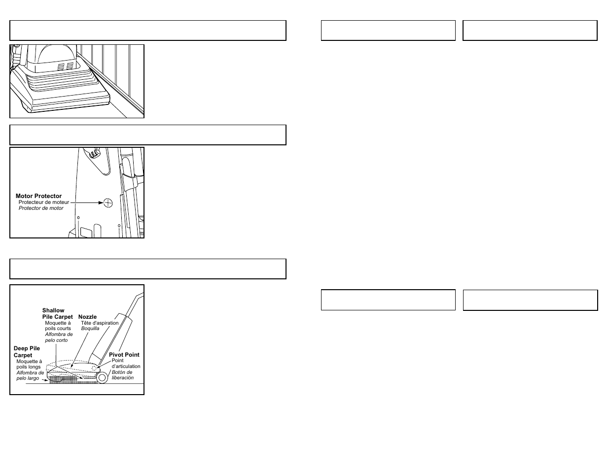 Edge cleaning, Motor protector, Automatic self adjusting nozzle | Panasonic MC-UG583 User Manual | Page 16 / 48