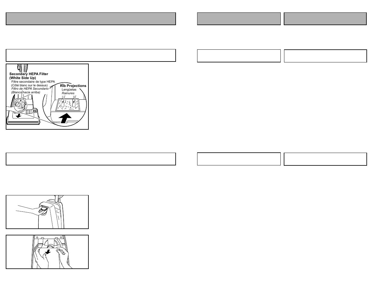 Routine care of vacuum cleaner, Replacing secondary hepa filter, Changing dust bag | Panasonic MC-UG583 User Manual | Page 24 / 48