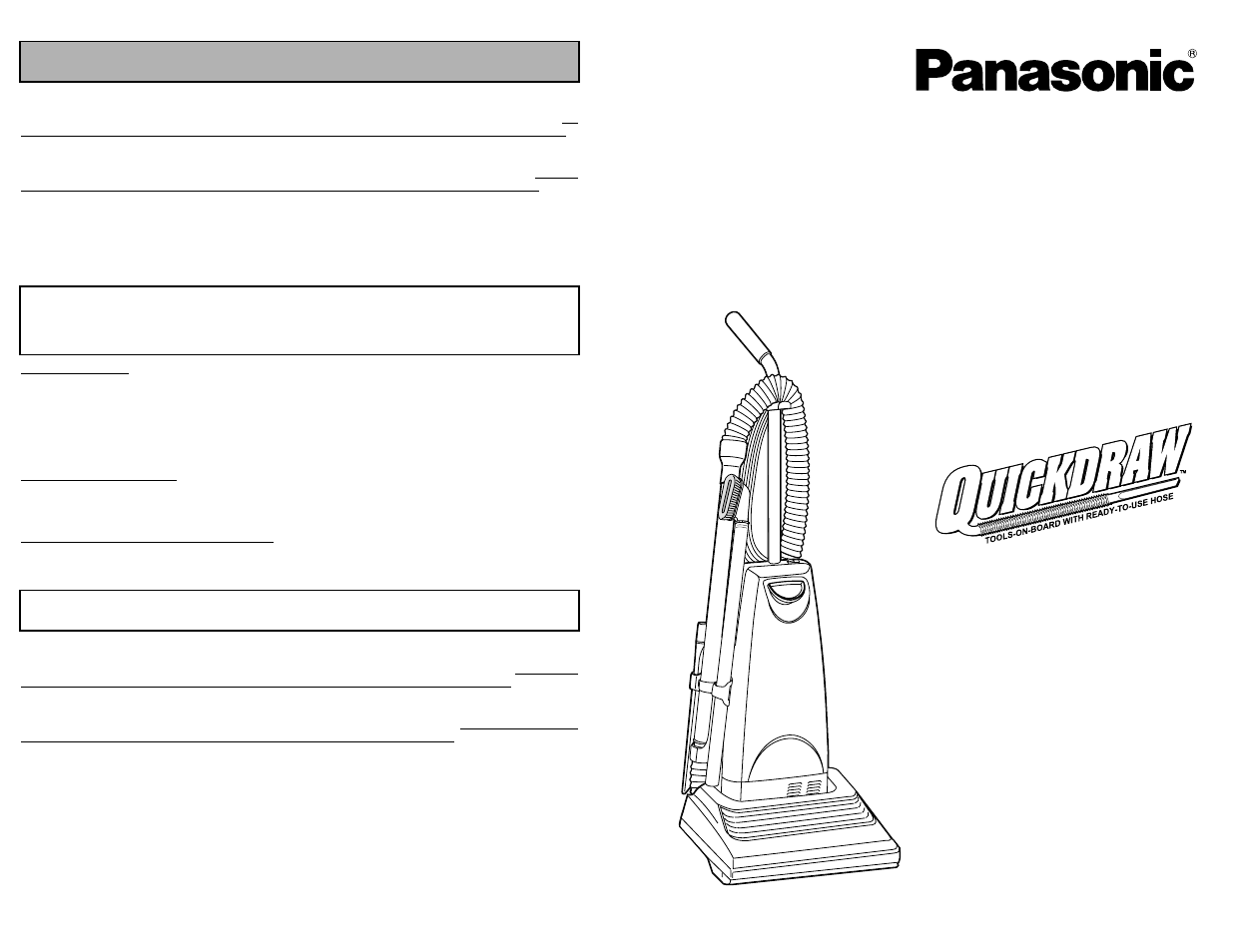 What to do when service is needed, Service après-vente, Cuando necesita servicio | Mc-ug583, Aspiradora, Vacuum cleaner aspirateur | Panasonic MC-UG583 User Manual | Page 48 / 48