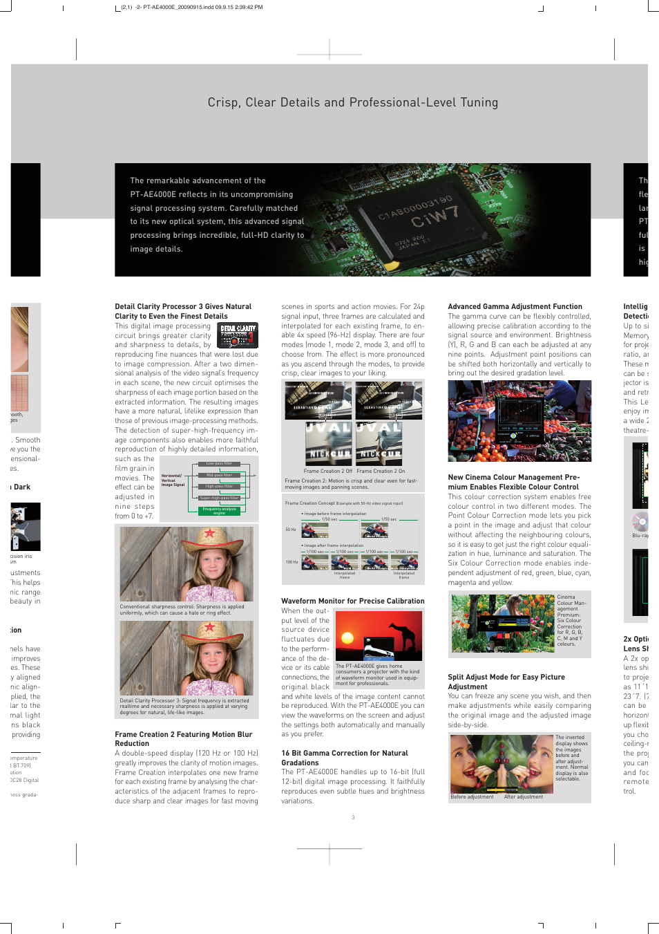Crisp, clear details and professional-level tuning | Panasonic PT-AE4000E User Manual | Page 4 / 6