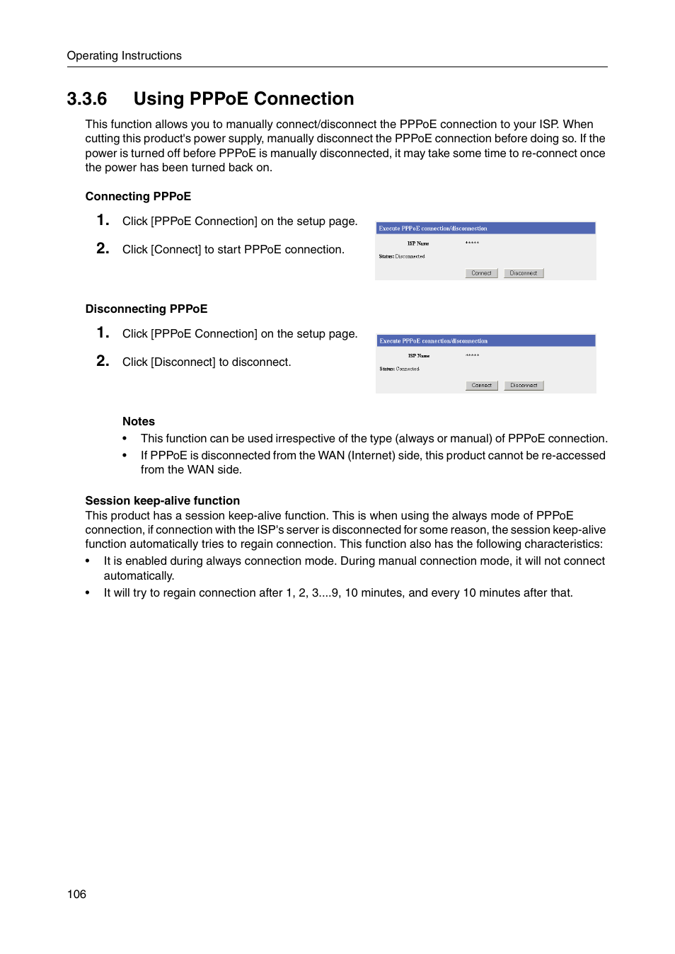 6 using pppoe connection | Panasonic BB-HGW700A User Manual | Page 106 / 152