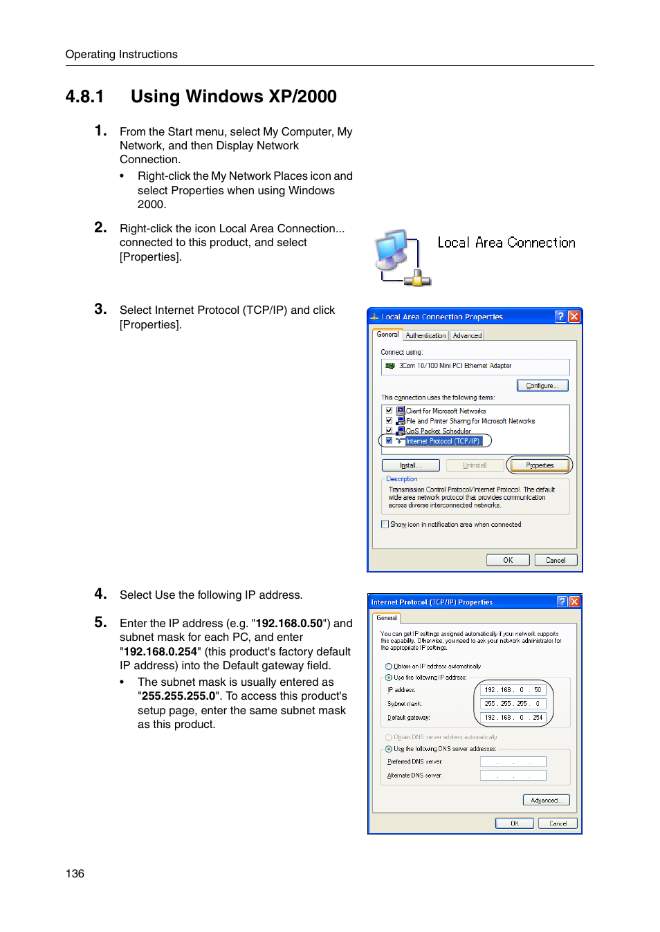 1 using windows xp/2000 | Panasonic BB-HGW700A User Manual | Page 136 / 152