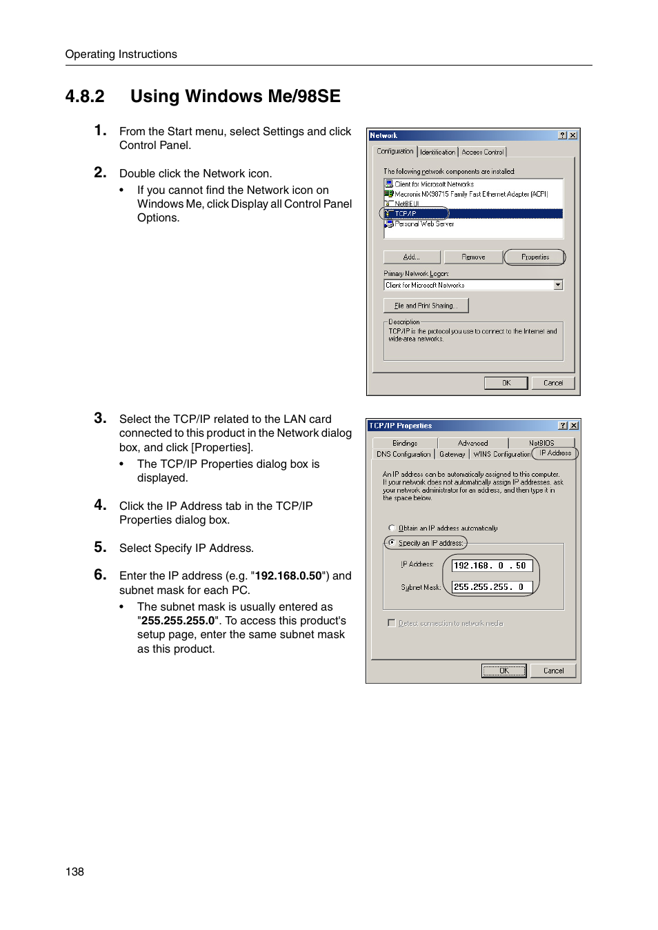 2 using windows me/98se | Panasonic BB-HGW700A User Manual | Page 138 / 152