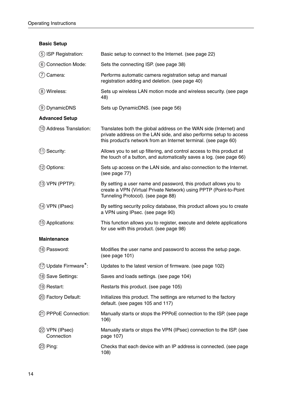 Panasonic BB-HGW700A User Manual | Page 14 / 152