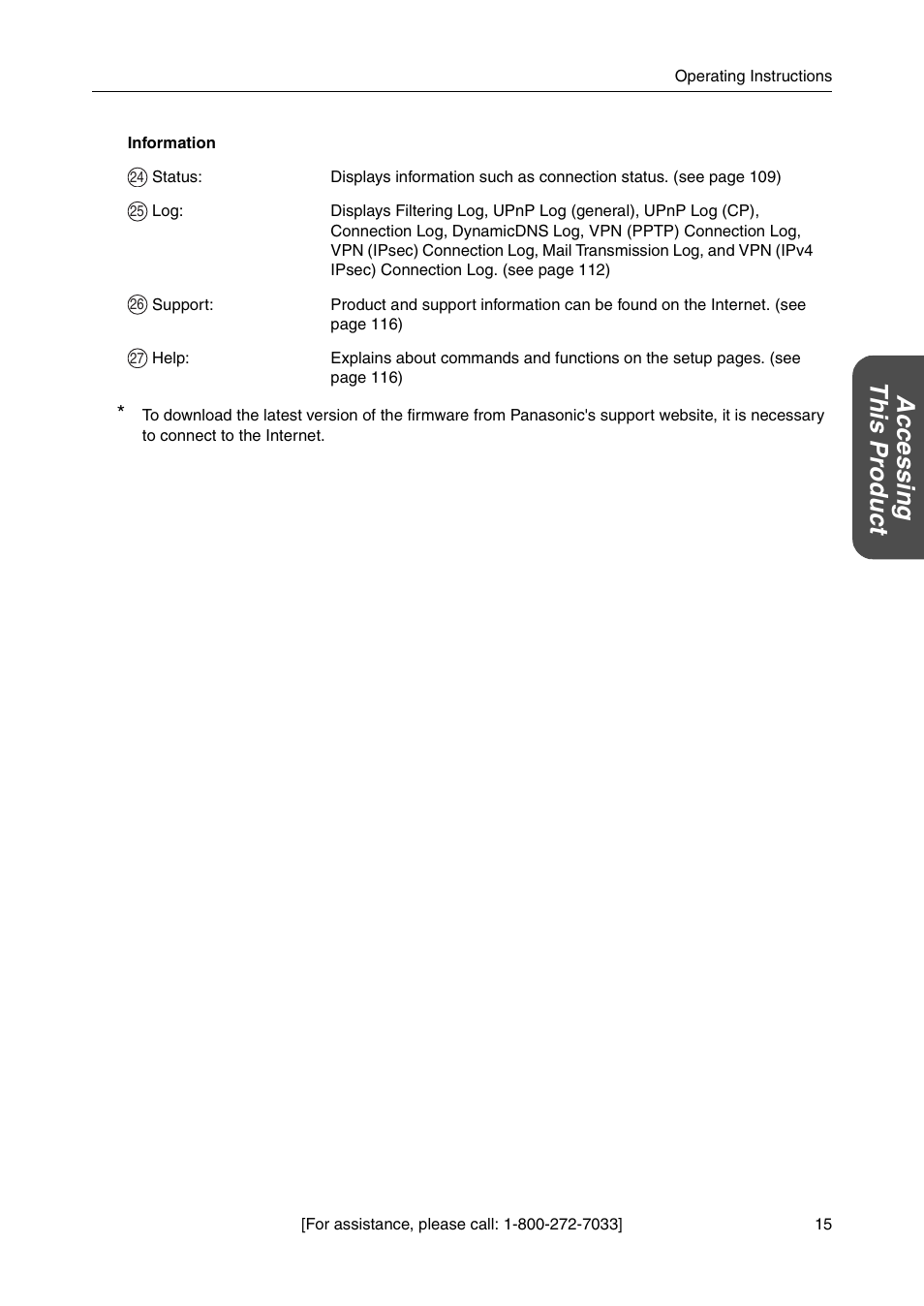 Ac cessi ng thi s pr odu c t | Panasonic BB-HGW700A User Manual | Page 15 / 152