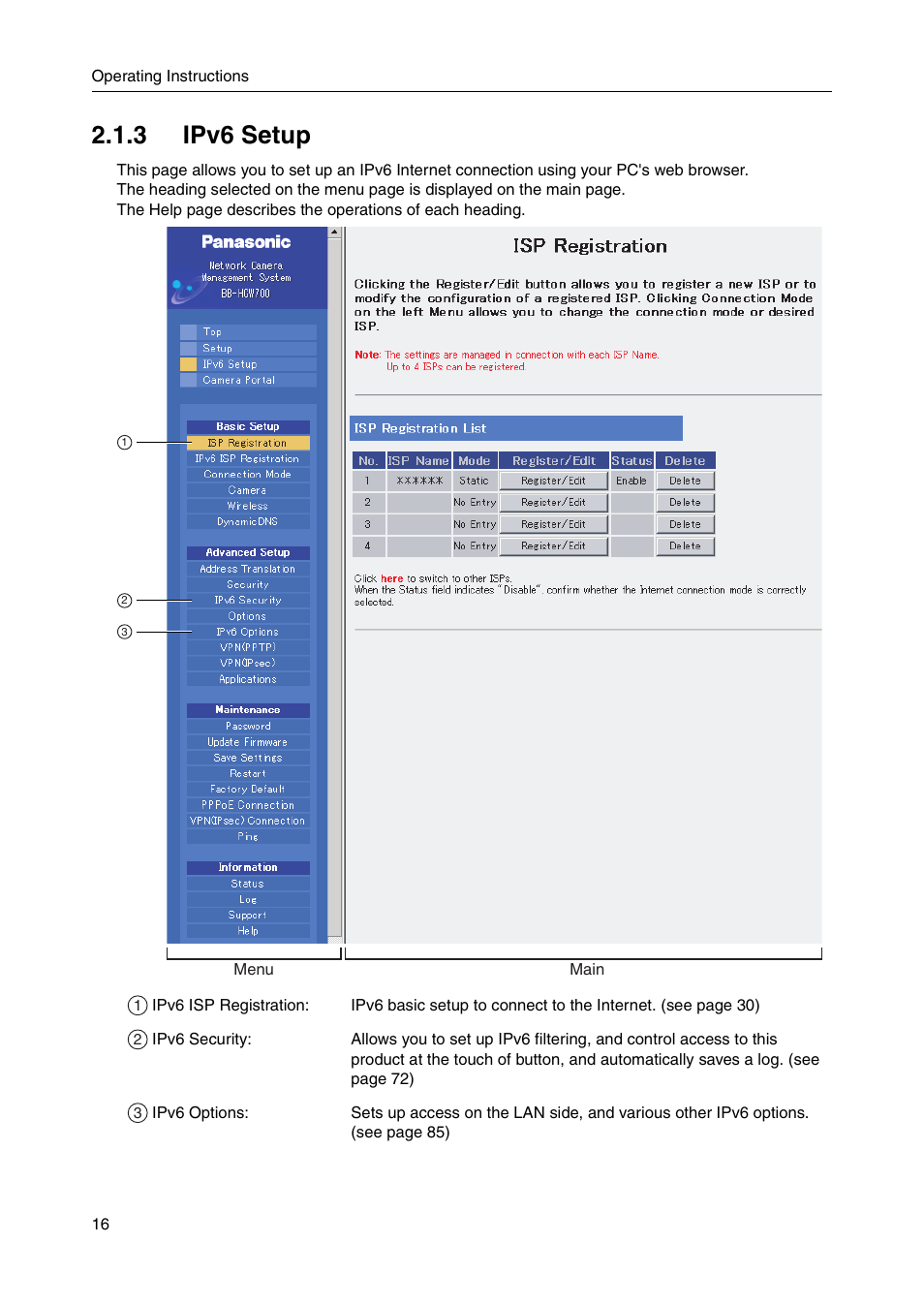 3 ipv6 setup | Panasonic BB-HGW700A User Manual | Page 16 / 152