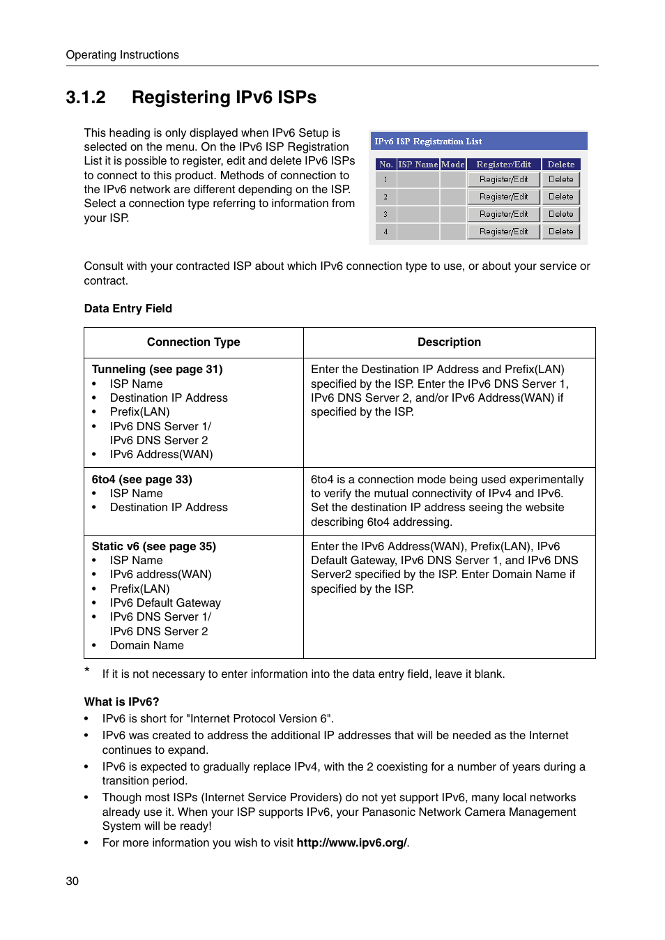 2 registering ipv6 isps | Panasonic BB-HGW700A User Manual | Page 30 / 152