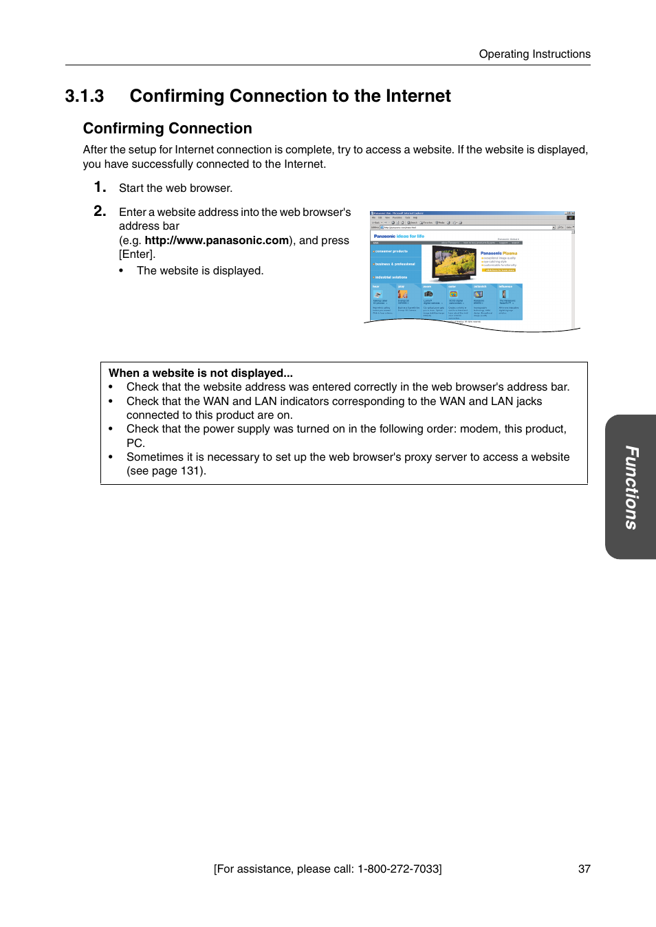 3 confirming connection to the internet | Panasonic BB-HGW700A User Manual | Page 37 / 152