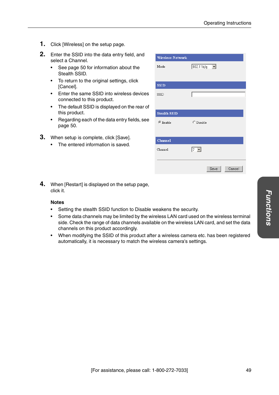 Functio n s | Panasonic BB-HGW700A User Manual | Page 49 / 152