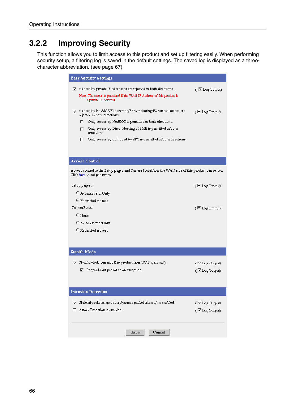 2 improving security, E 66 | Panasonic BB-HGW700A User Manual | Page 66 / 152