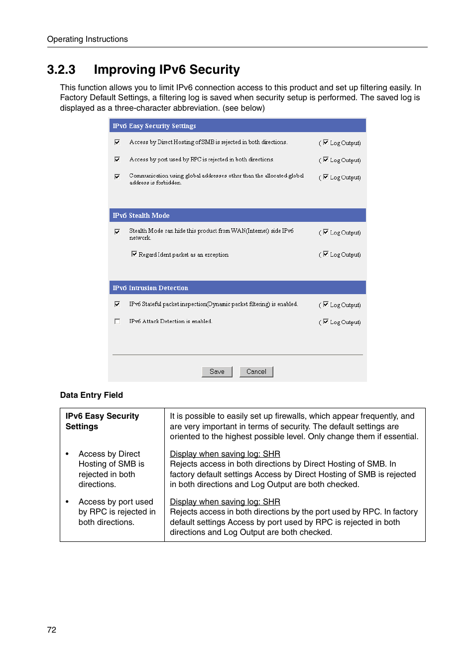 3 improving ipv6 security | Panasonic BB-HGW700A User Manual | Page 72 / 152