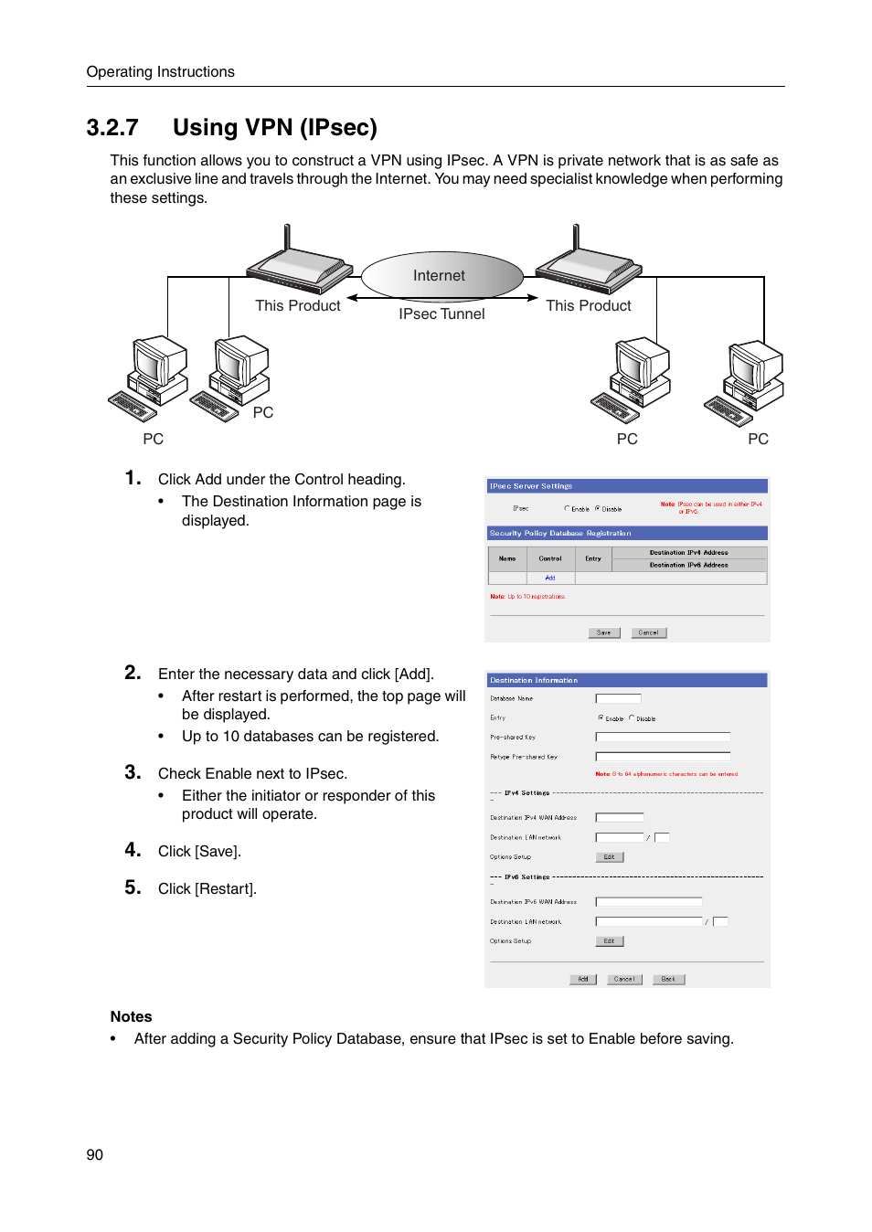 7 using vpn (ipsec) | Panasonic BB-HGW700A User Manual | Page 90 / 152