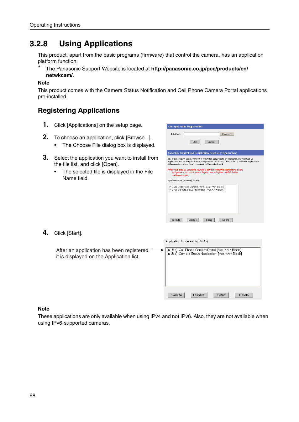 8 using applications, Registering applications 1 | Panasonic BB-HGW700A User Manual | Page 98 / 152