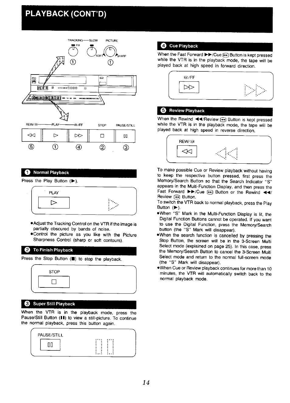 Playback (cont’d) | Panasonic NV-D48 Series User Manual | Page 14 / 36