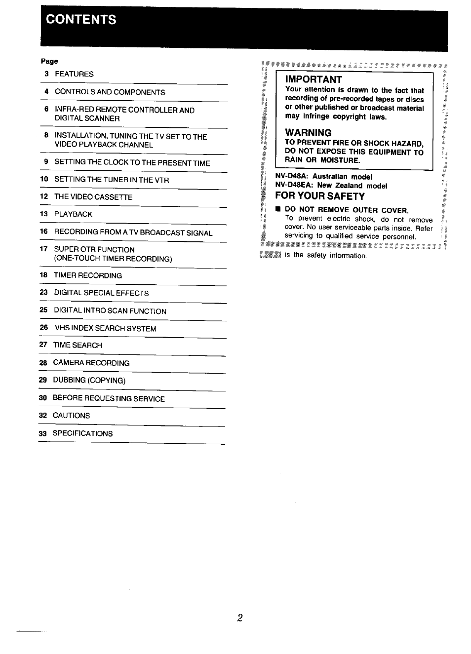 Panasonic NV-D48 Series User Manual | Page 2 / 36