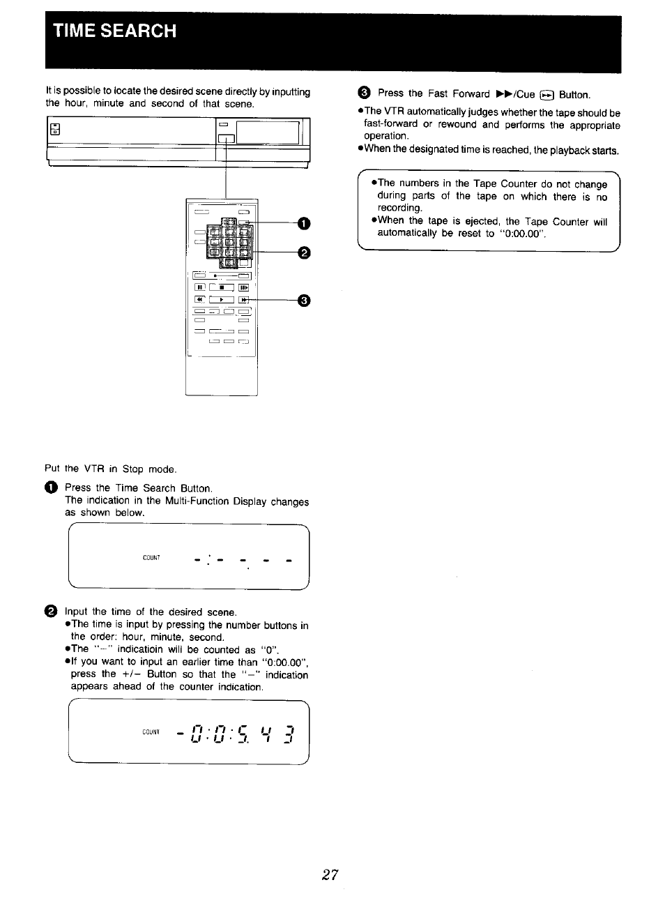 Time search | Panasonic NV-D48 Series User Manual | Page 27 / 36