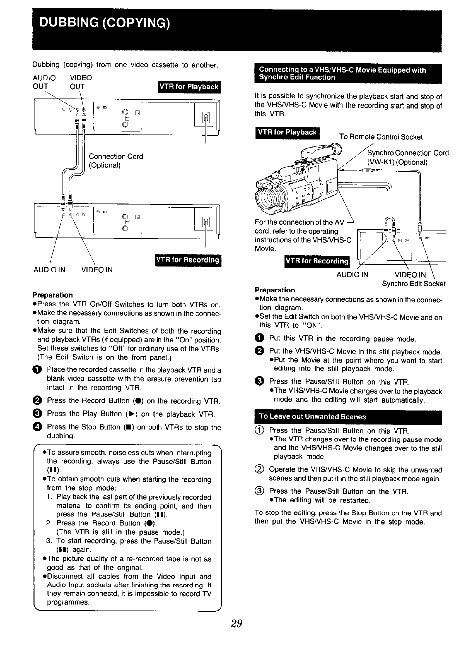 Dubbing (copying) | Panasonic NV-D48 Series User Manual | Page 29 / 36