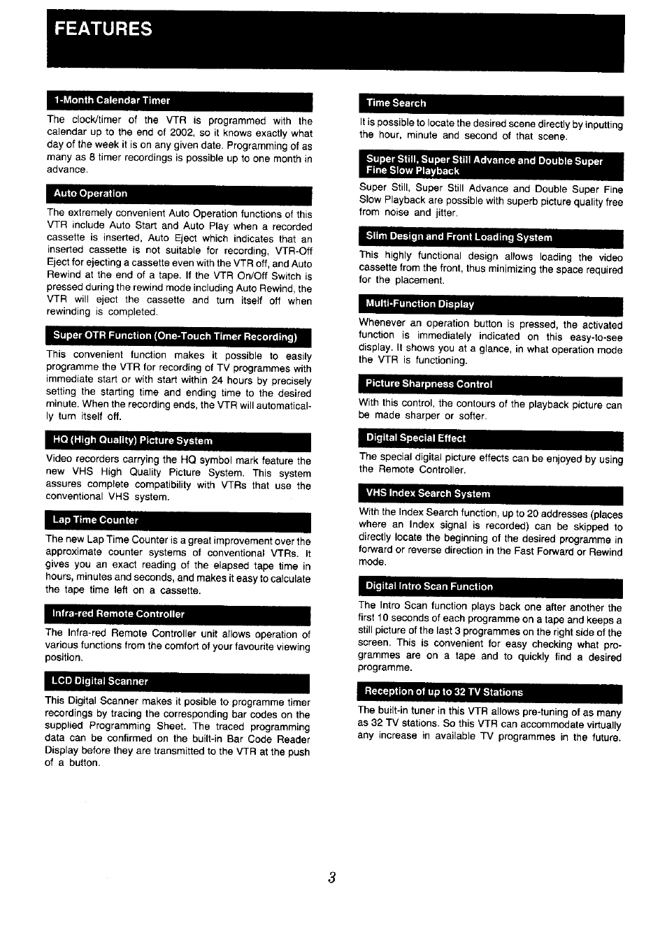 Features | Panasonic NV-D48 Series User Manual | Page 3 / 36