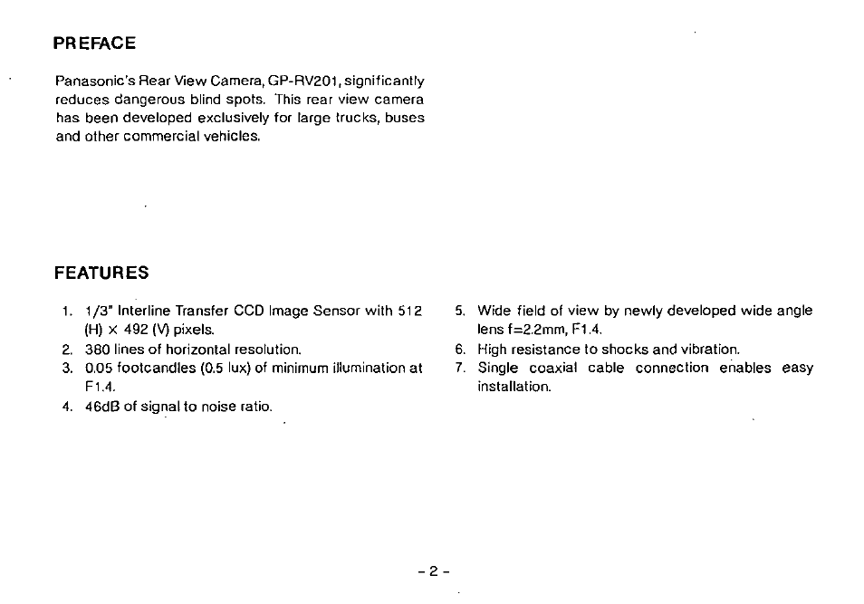Features | Panasonic GP-RV201 User Manual | Page 4 / 16