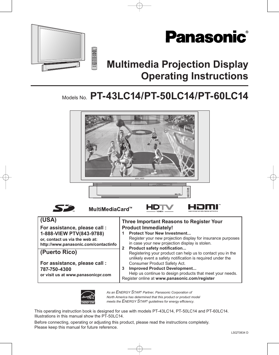 Panasonic PT-50LC14 User Manual | 88 pages
