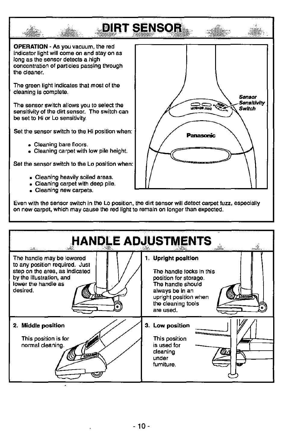 Handle adjustments | Panasonic MC-V6970 User Manual | Page 10 / 24