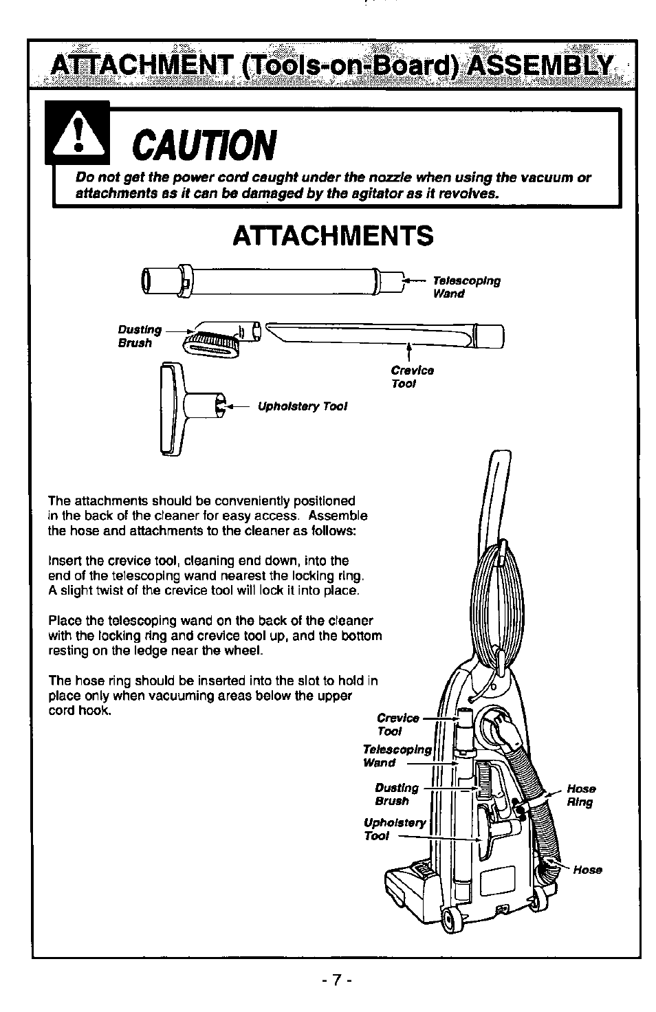 Caution, Chment (tpls-onilisard)fifl^sembi, Attachments | Panasonic MC-V6970 User Manual | Page 7 / 24