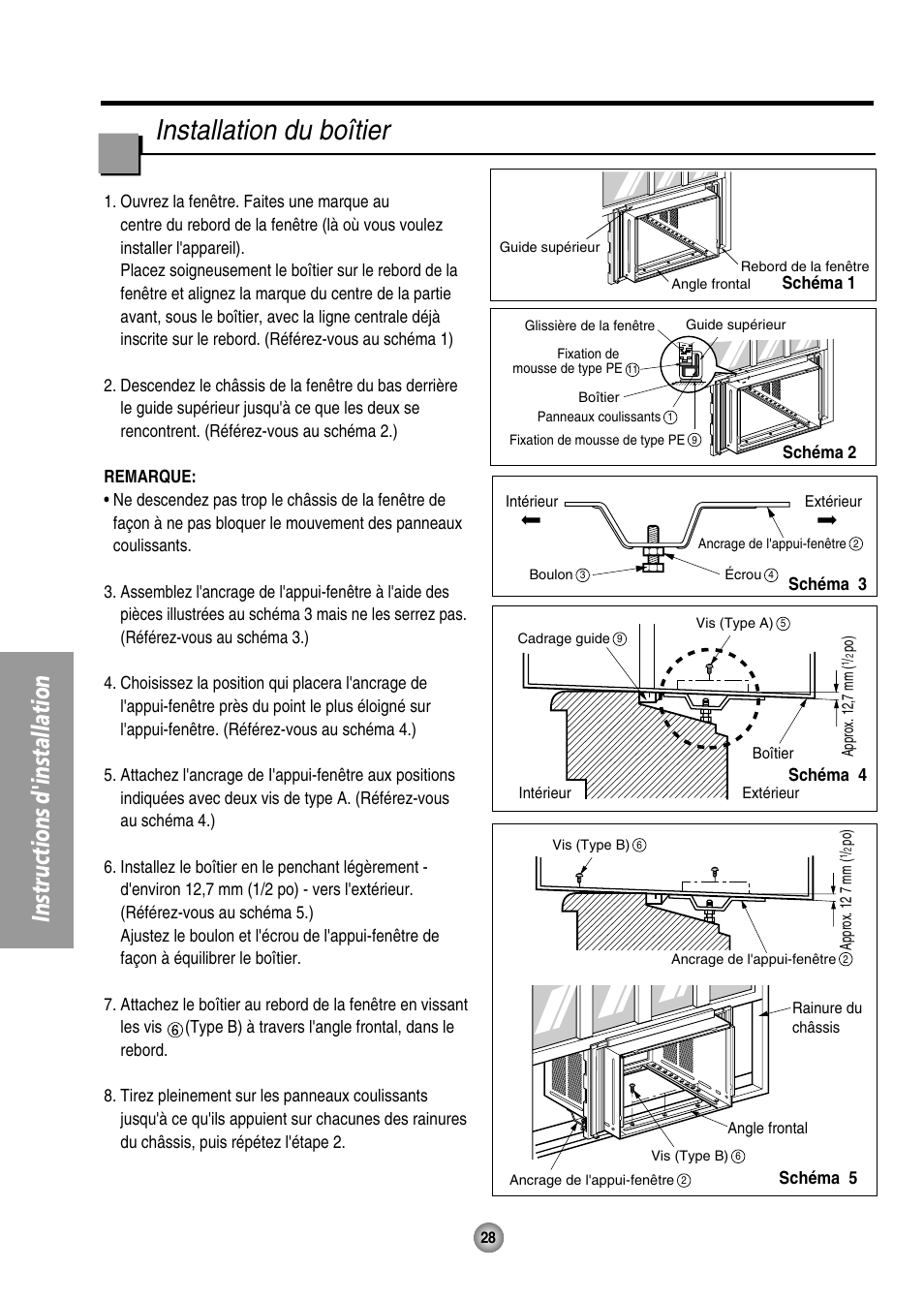 Installation du boitier, Installation du boîtier, Instructions d'installation | Panasonic CW-XC144HU User Manual | Page 28 / 56