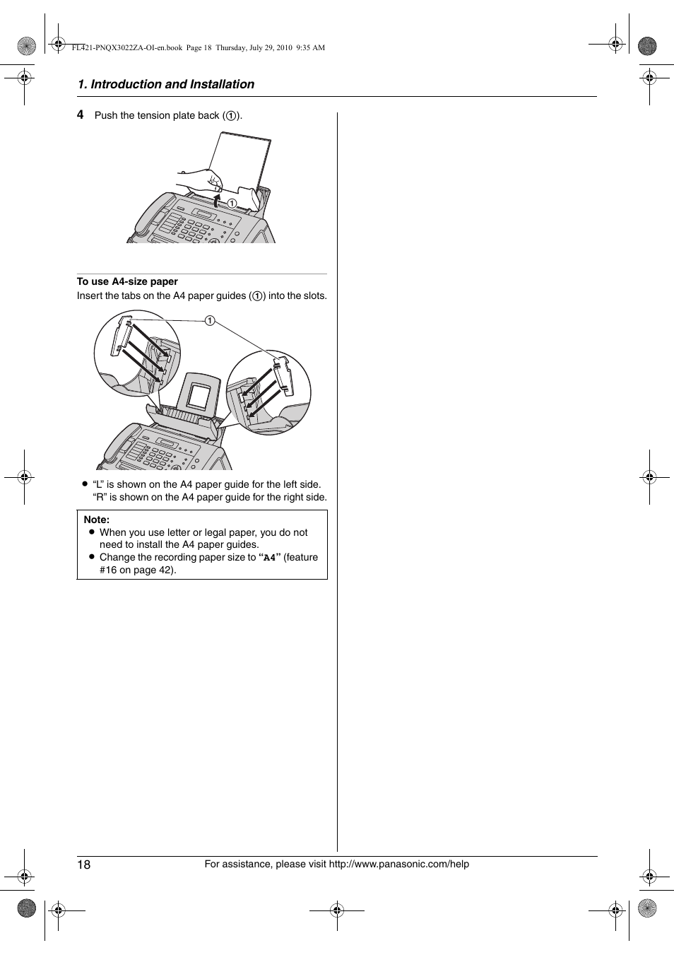 Panasonic KX-FL421 User Manual | Page 18 / 72