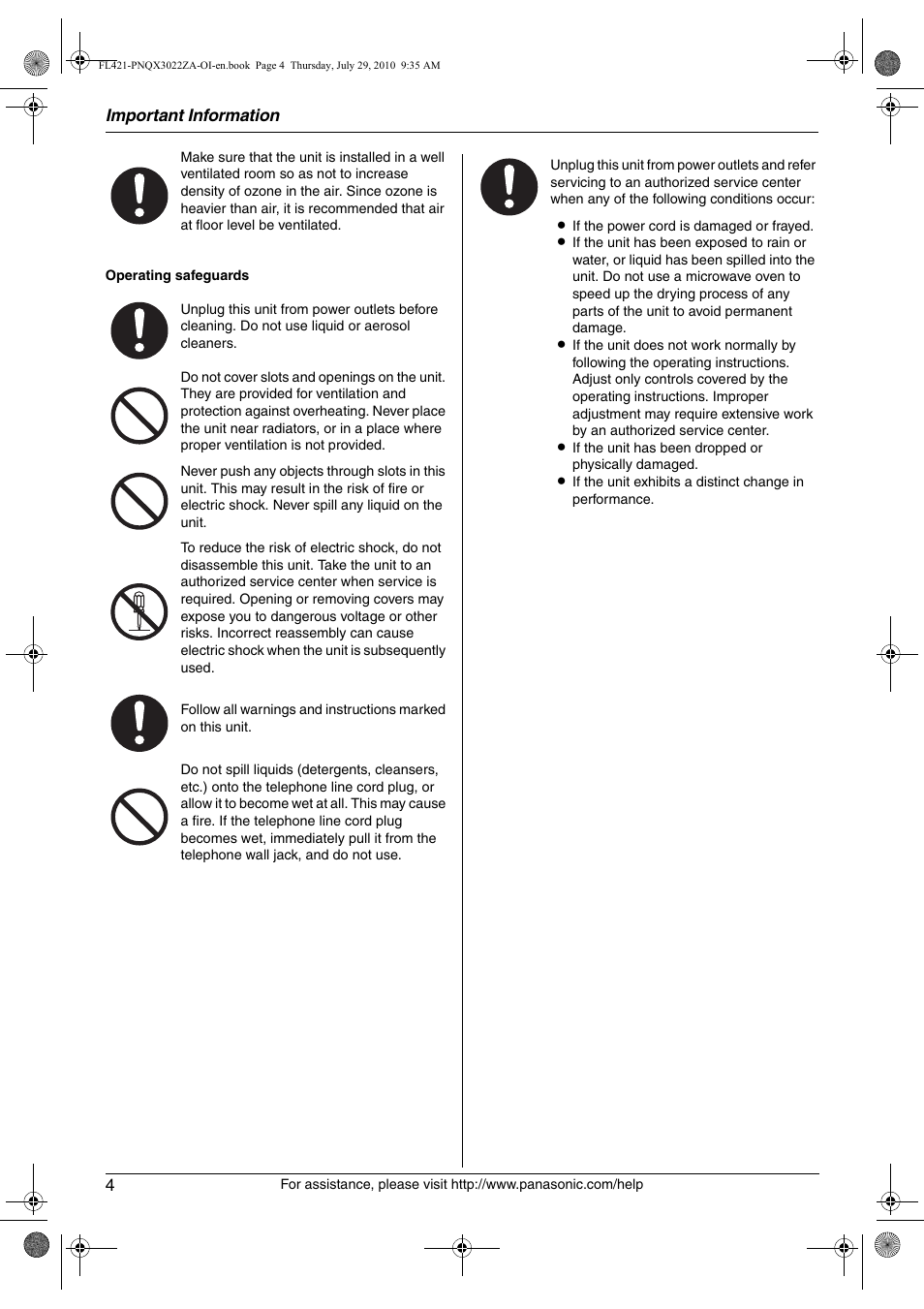 Panasonic KX-FL421 User Manual | Page 4 / 72