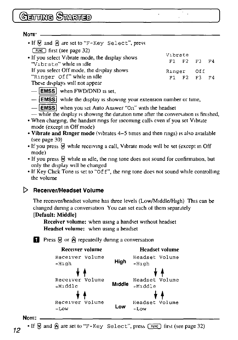 T> receiver/headset volume | Panasonic KX-TD7895 User Manual | Page 12 / 48