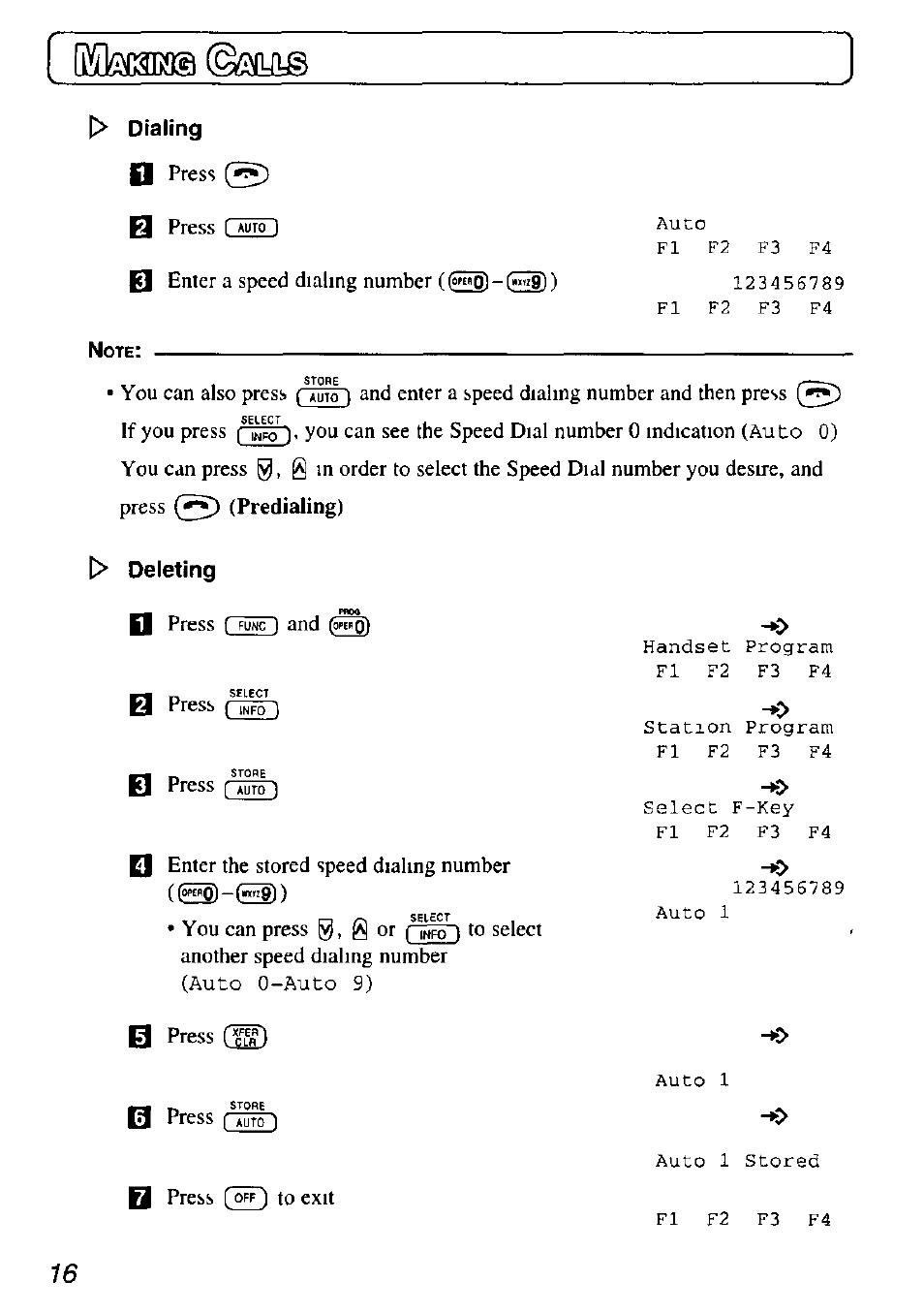 Dialing, 0 deleting | Panasonic KX-TD7895 User Manual | Page 16 / 48