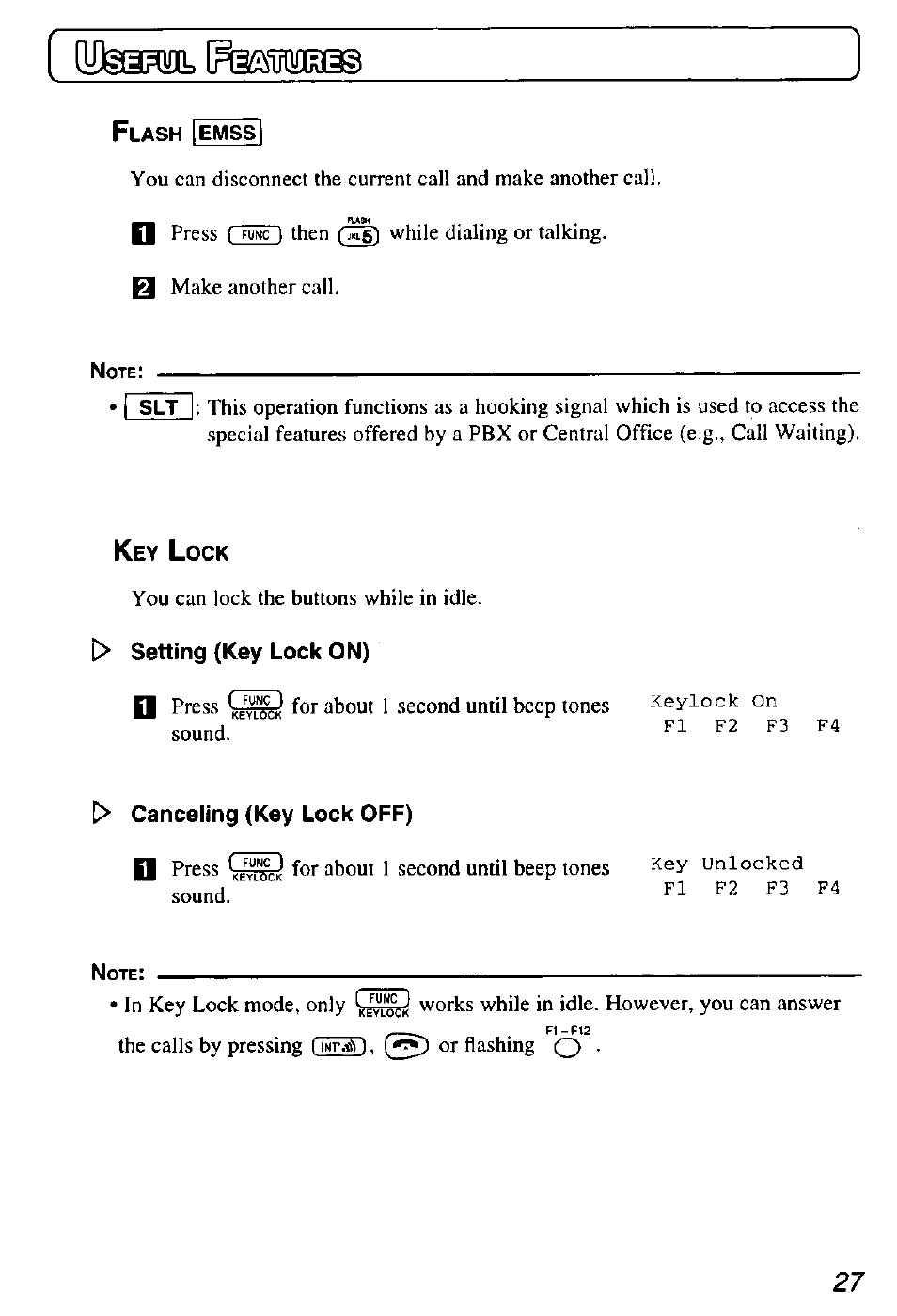 Canceling (key lock off), Idres | Panasonic KX-TD7895 User Manual | Page 27 / 48