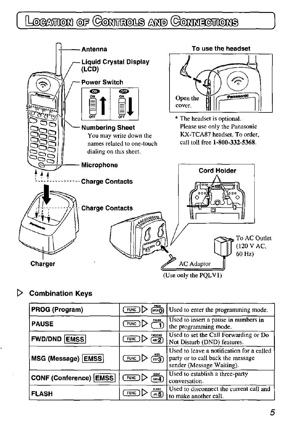 I> combination keys, Id®©£sulml @p © 5 №®qs ^ ©otgguogr | Panasonic KX-TD7895 User Manual | Page 5 / 48