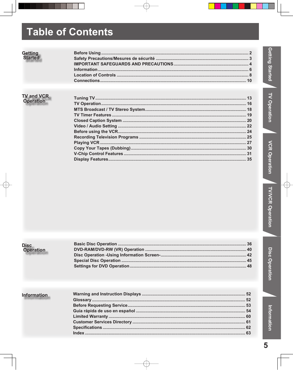 Panasonic PV-DF206M User Manual | Page 5 / 64