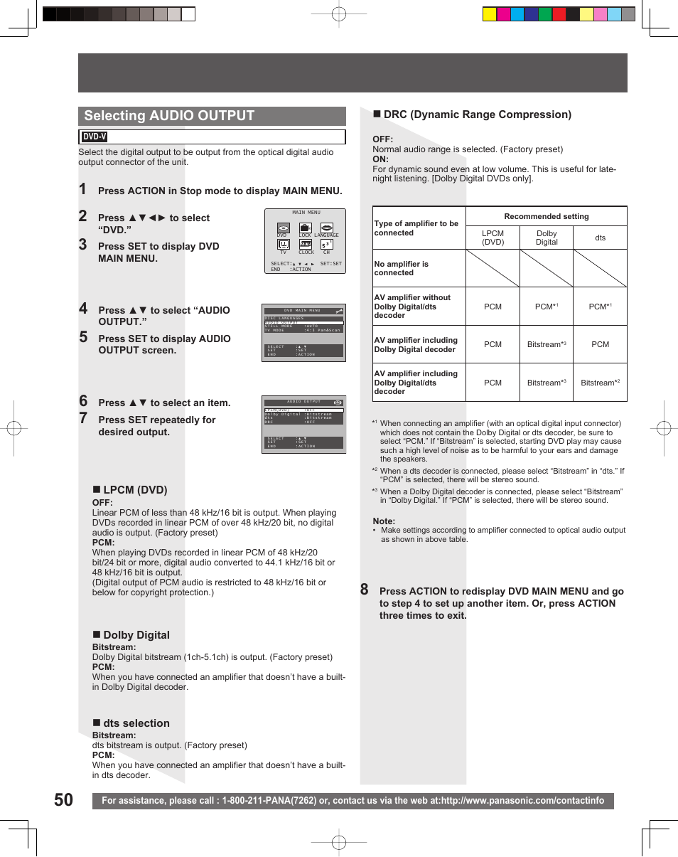 Selecting audio output | Panasonic PV-DF206M User Manual | Page 50 / 64