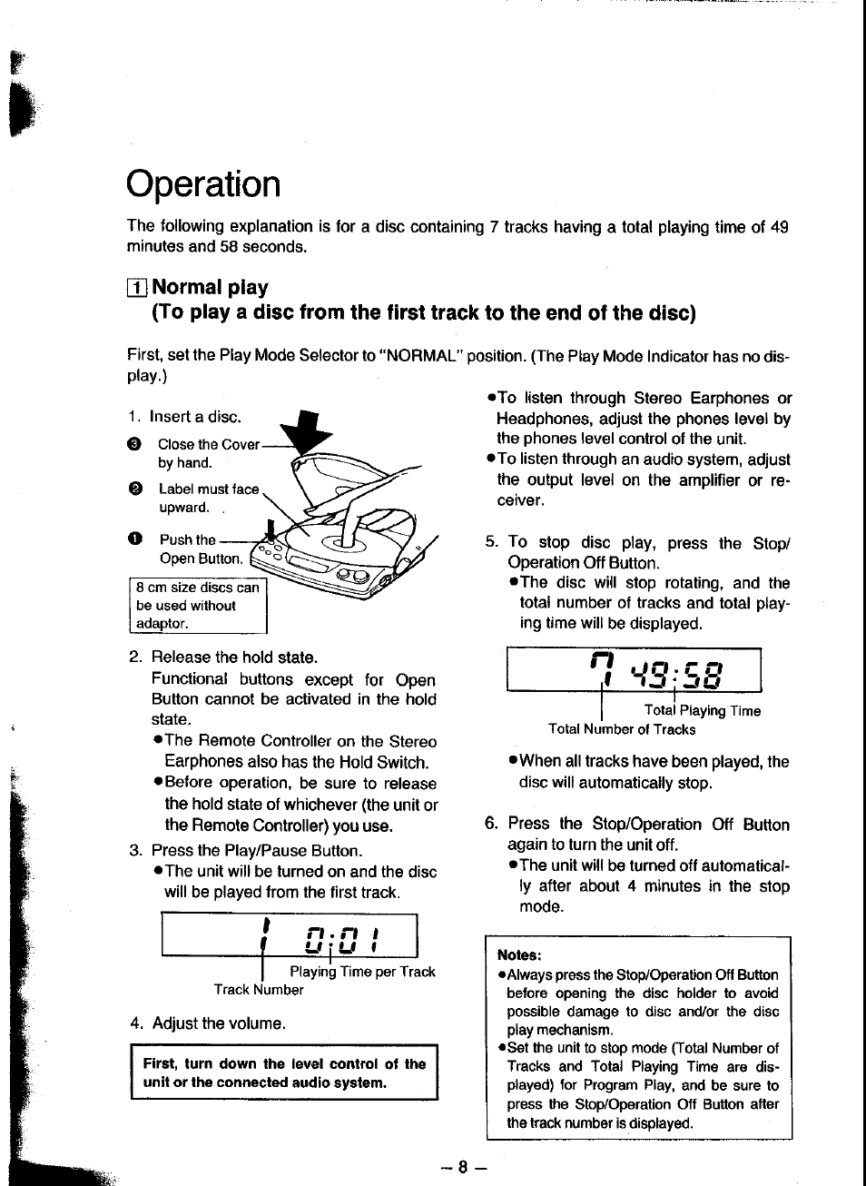 H normal play, Operation, Ri.n 1 | U \ u 9, I ^ : u u | Panasonic SL-XP300 User Manual | Page 8 / 17