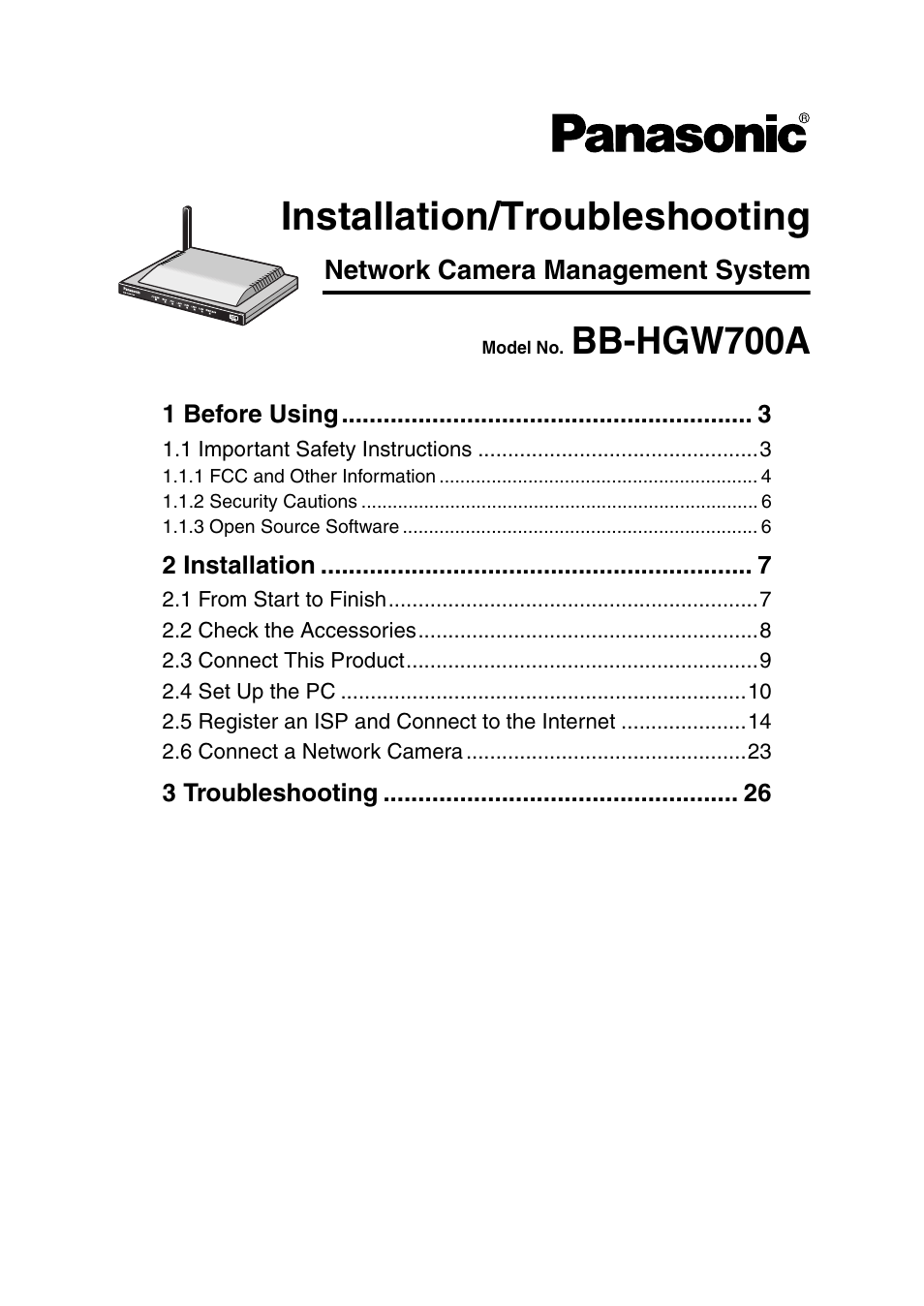 Panasonic CAMERA MANAGEMENT SYSTEM BB-HGW700A User Manual | 32 pages