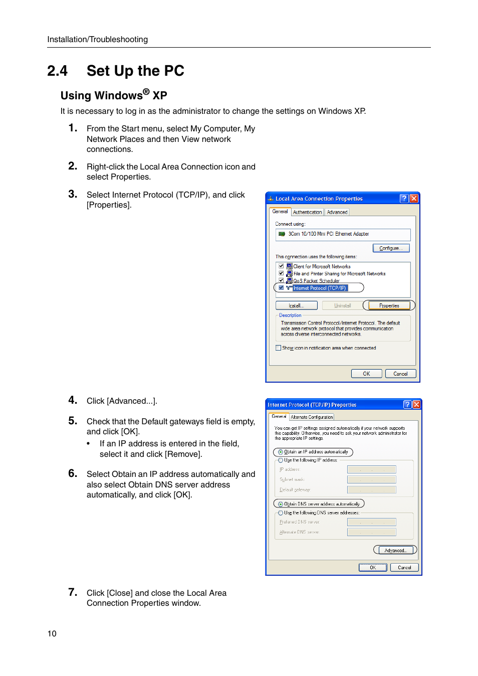 4 set up the pc | Panasonic CAMERA MANAGEMENT SYSTEM BB-HGW700A User Manual | Page 10 / 32