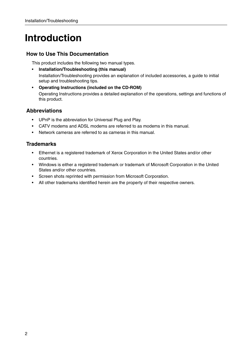 Introduction | Panasonic CAMERA MANAGEMENT SYSTEM BB-HGW700A User Manual | Page 2 / 32