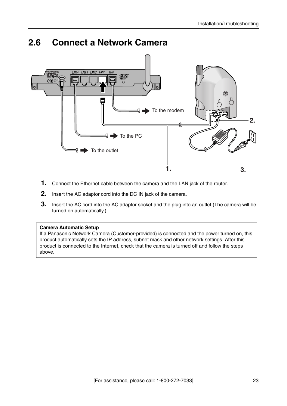 6 connect a network camera | Panasonic CAMERA MANAGEMENT SYSTEM BB-HGW700A User Manual | Page 23 / 32