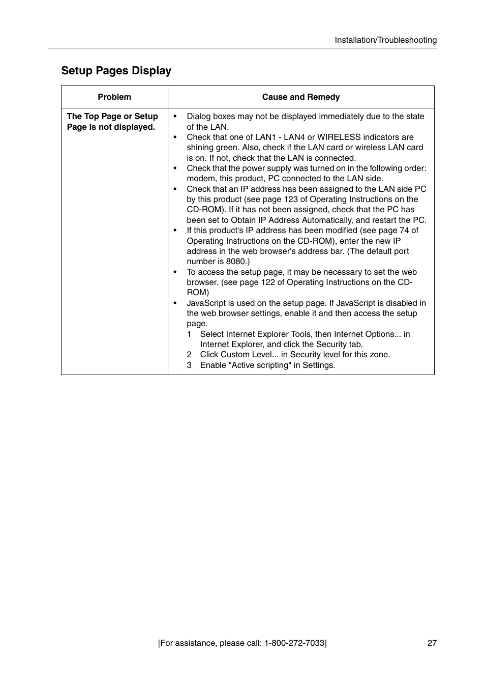 Setup pages display | Panasonic CAMERA MANAGEMENT SYSTEM BB-HGW700A User Manual | Page 27 / 32