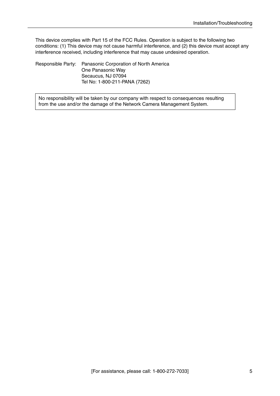 Panasonic CAMERA MANAGEMENT SYSTEM BB-HGW700A User Manual | Page 5 / 32