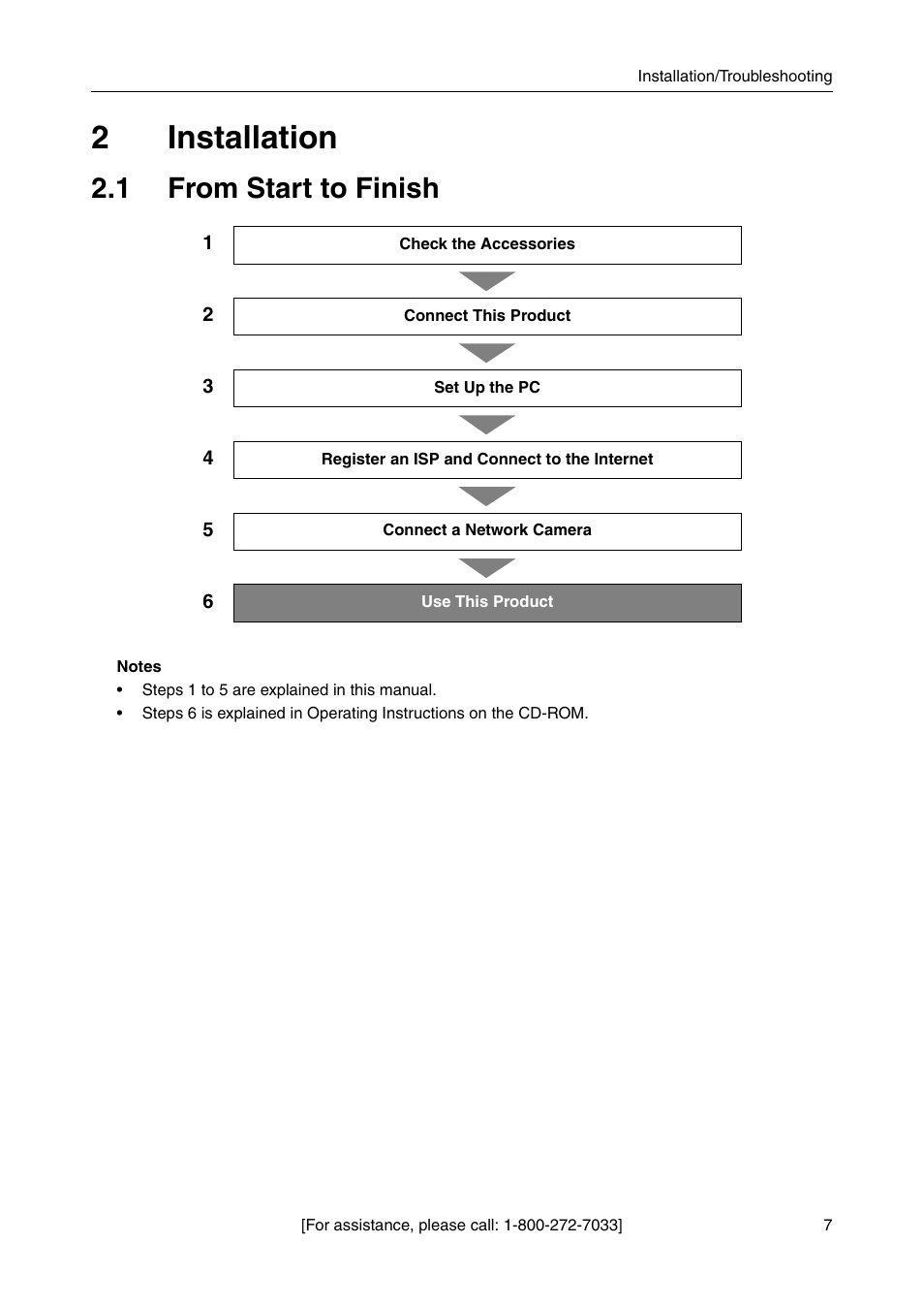 2 installation, 1 from start to finish, 2installation | Panasonic CAMERA MANAGEMENT SYSTEM BB-HGW700A User Manual | Page 7 / 32