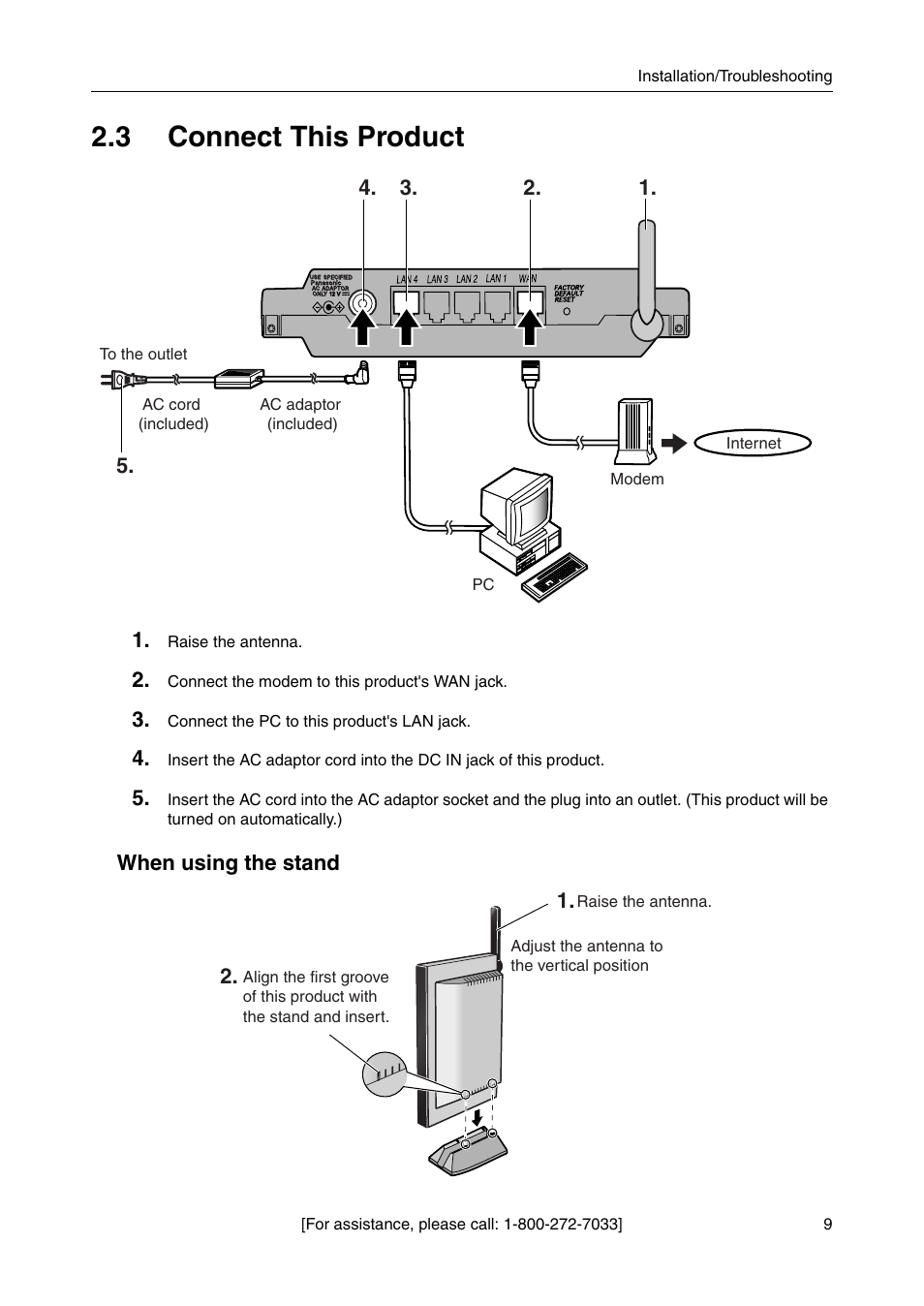 3 connect this product | Panasonic CAMERA MANAGEMENT SYSTEM BB-HGW700A User Manual | Page 9 / 32