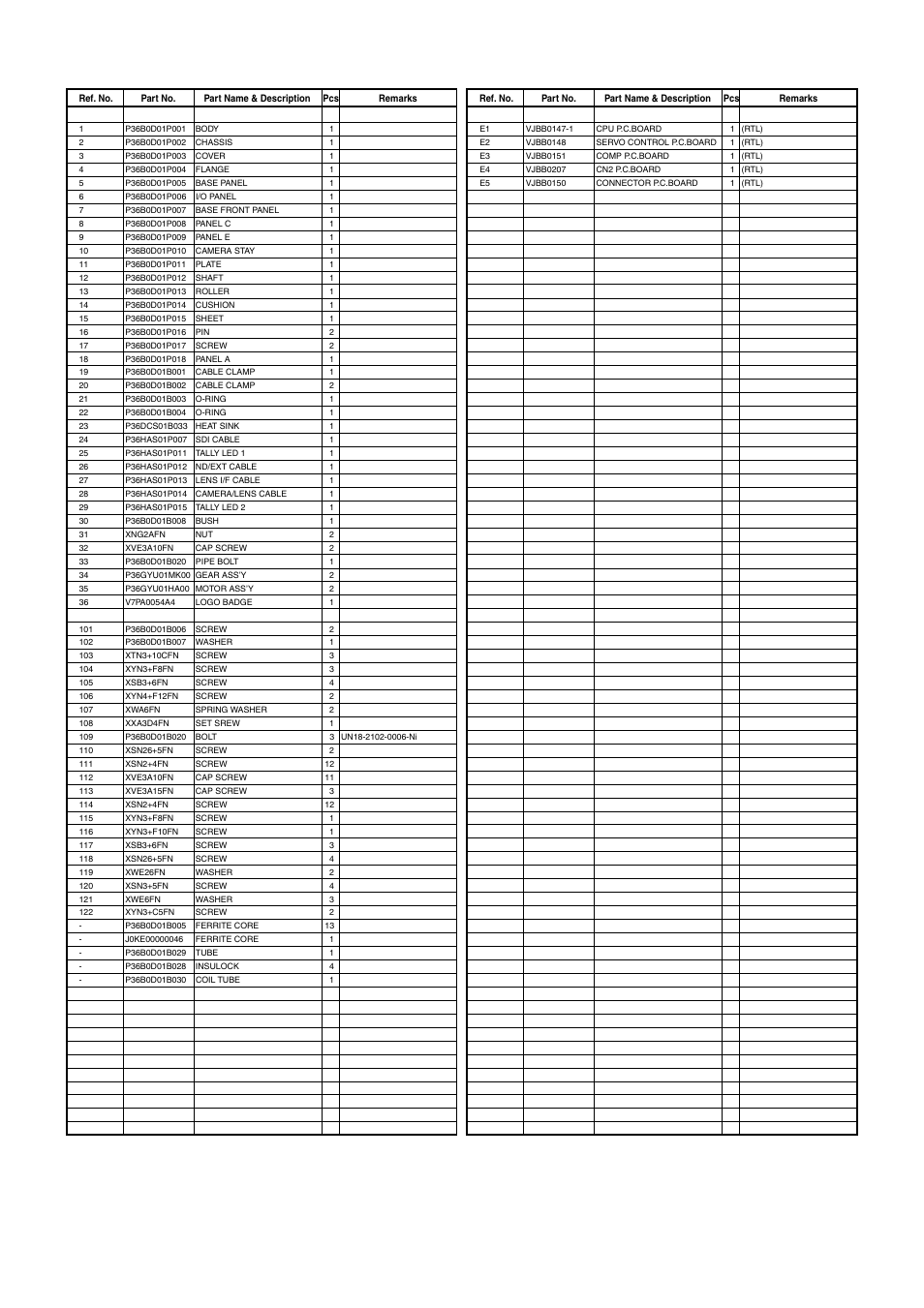 List, Chassis frame assembly, Prt-2 | Panasonic AW-PH360N User Manual | Page 3 / 5