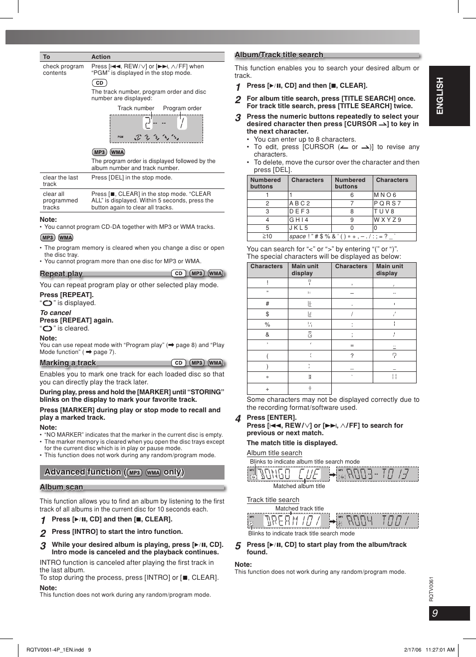 Advanced function, Advanced function ( only) only) | Panasonic SC-AK240 User Manual | Page 9 / 28