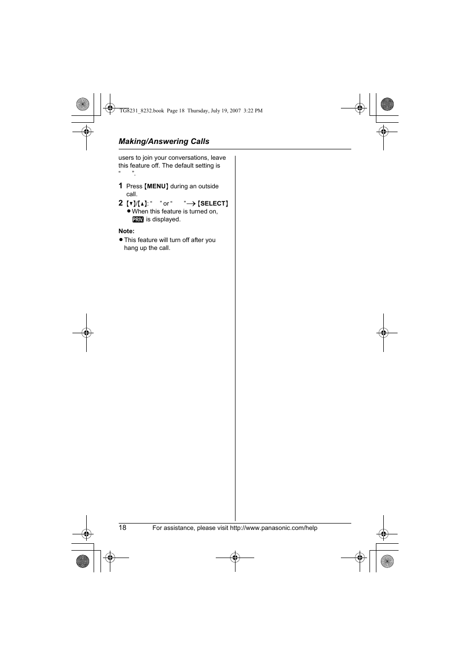 Panasonic KX-TG8231 User Manual | Page 18 / 56